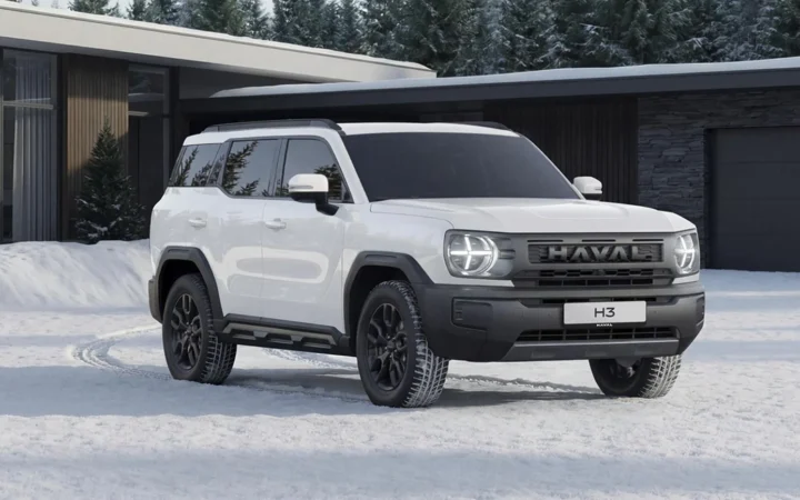 Белый HAVAL H3 2026 на снегу — официальный пресс-кадр